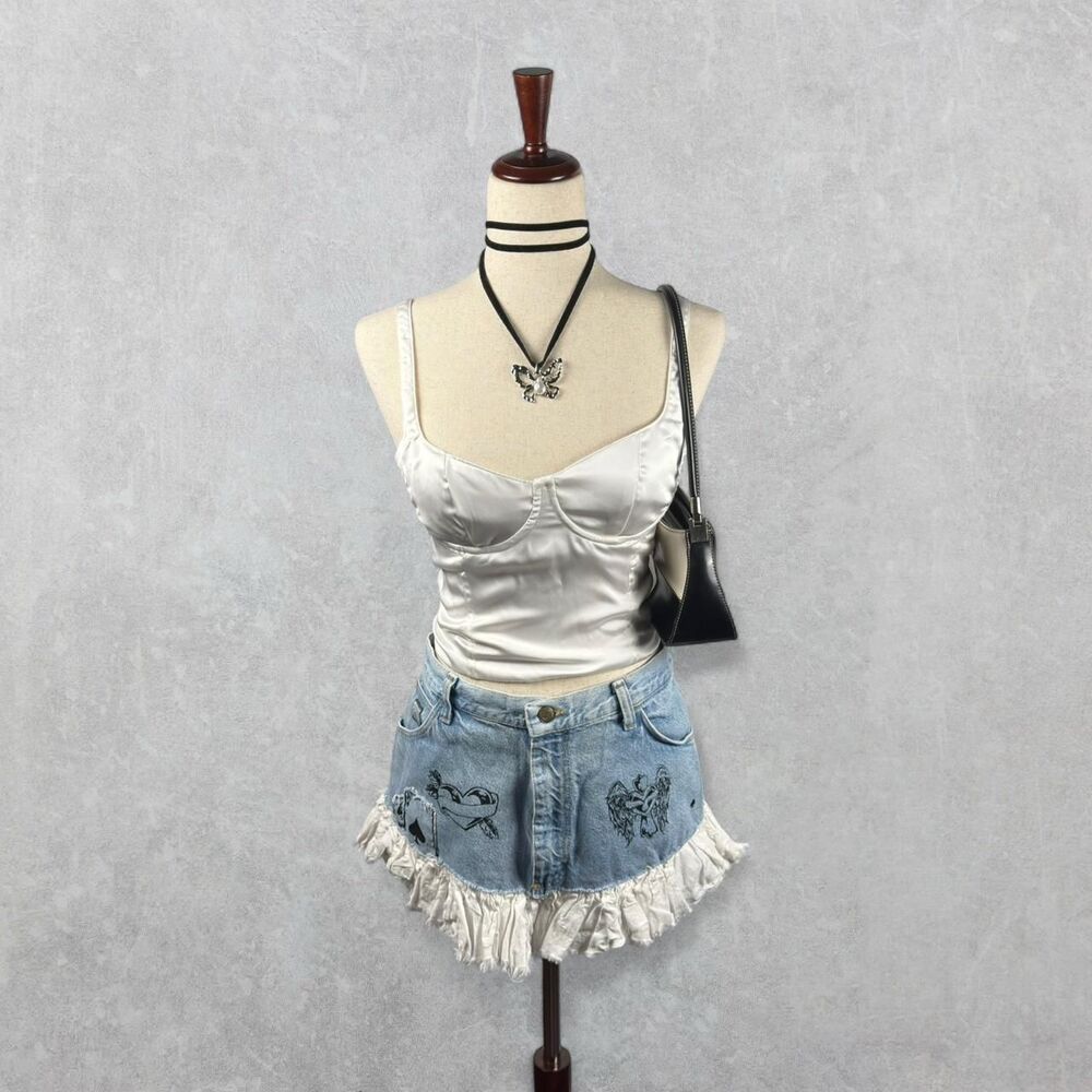 Princess Polly White Satin Corset Crop Top